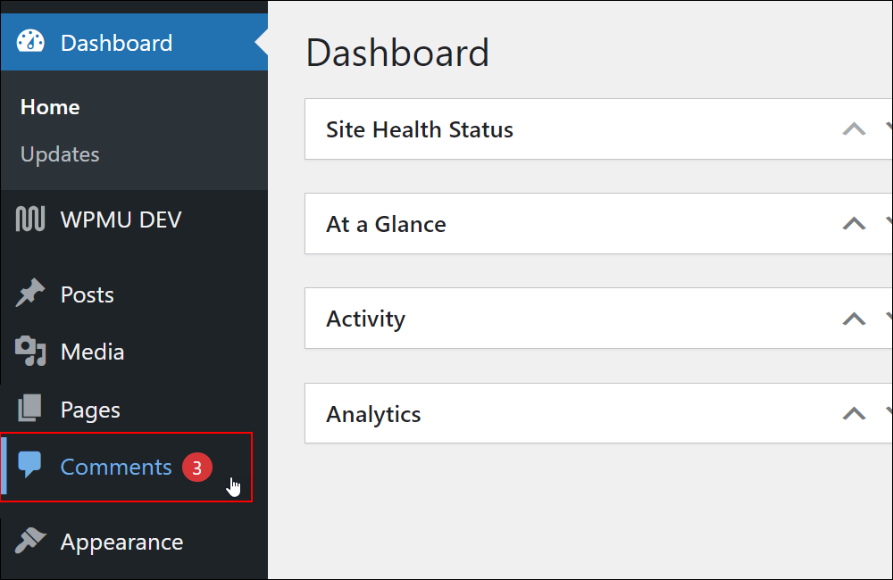 WordPress Menu - Comments