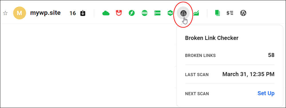 WPMU DEV: The Hub - My Sites - Broken Link Checker menu